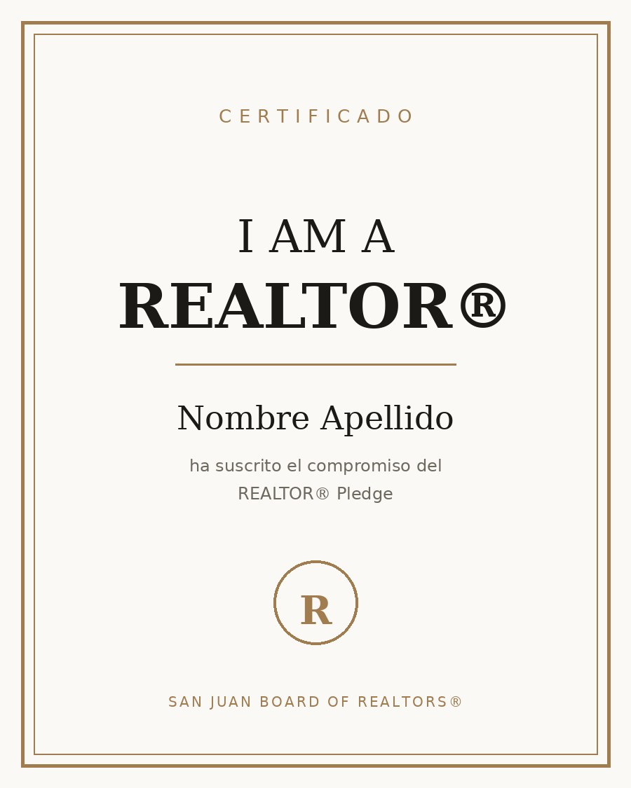 Certificado REALTOR® — Nombre Apellido